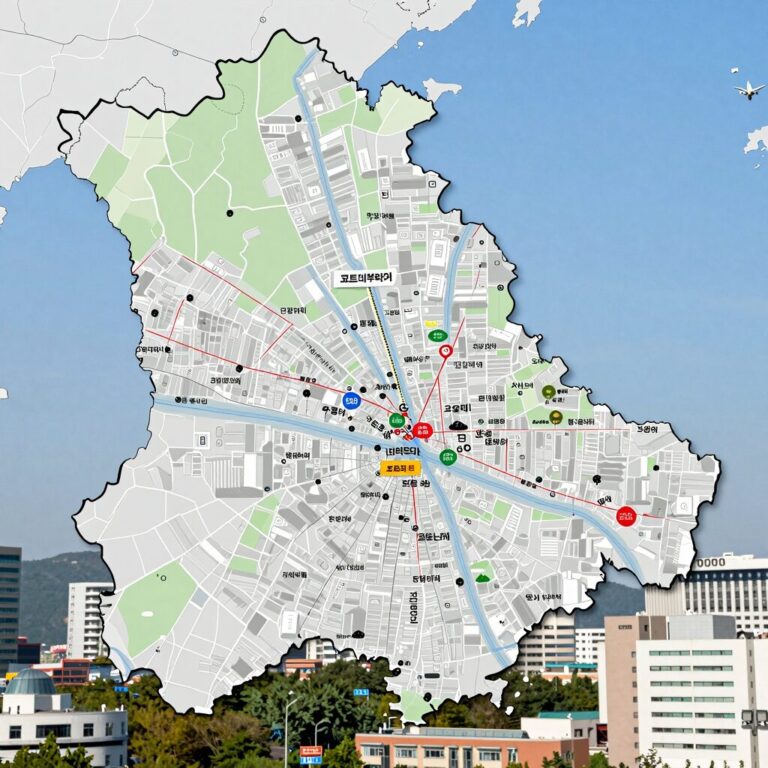 코트디부아르 주요 도시와 행정 구역이 표시된 지도