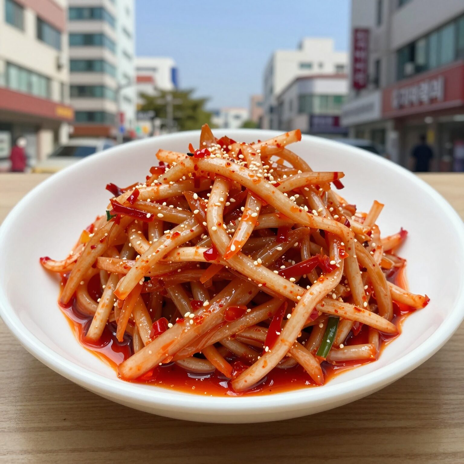 새콤달콤한 오이냉채 완성 접시