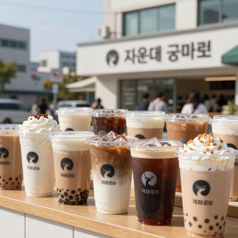 대전 자운대 군마트 커피코너 다양한 스틱커피 음료 진열모습
