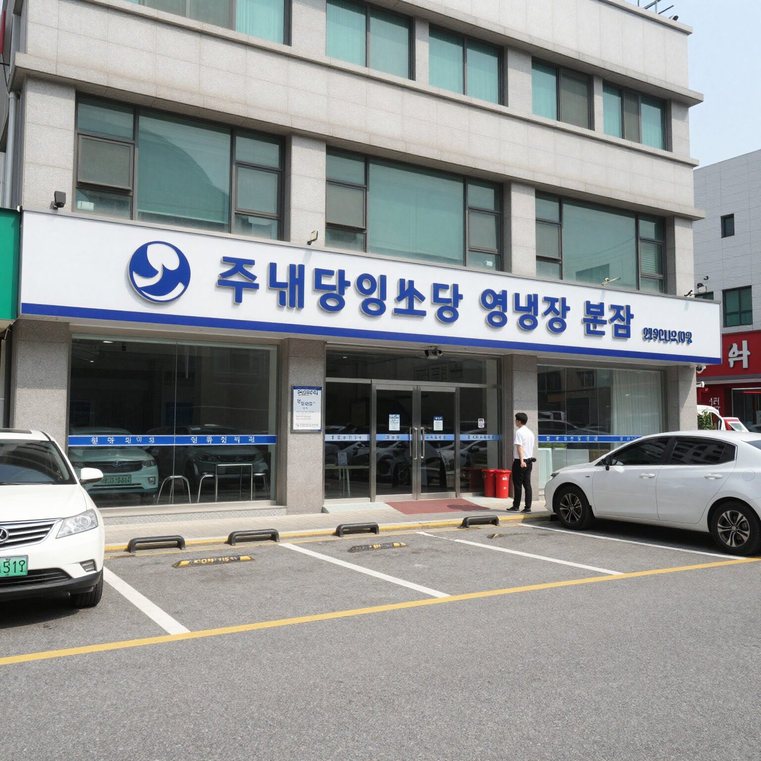 원주 대왕염소탕 영양탕 본점 외관과 주차장 모습