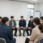 당원으로서 알아야 할 모든 것 당원 첫 모임에서 다른 당원들과 이야기하는 모습