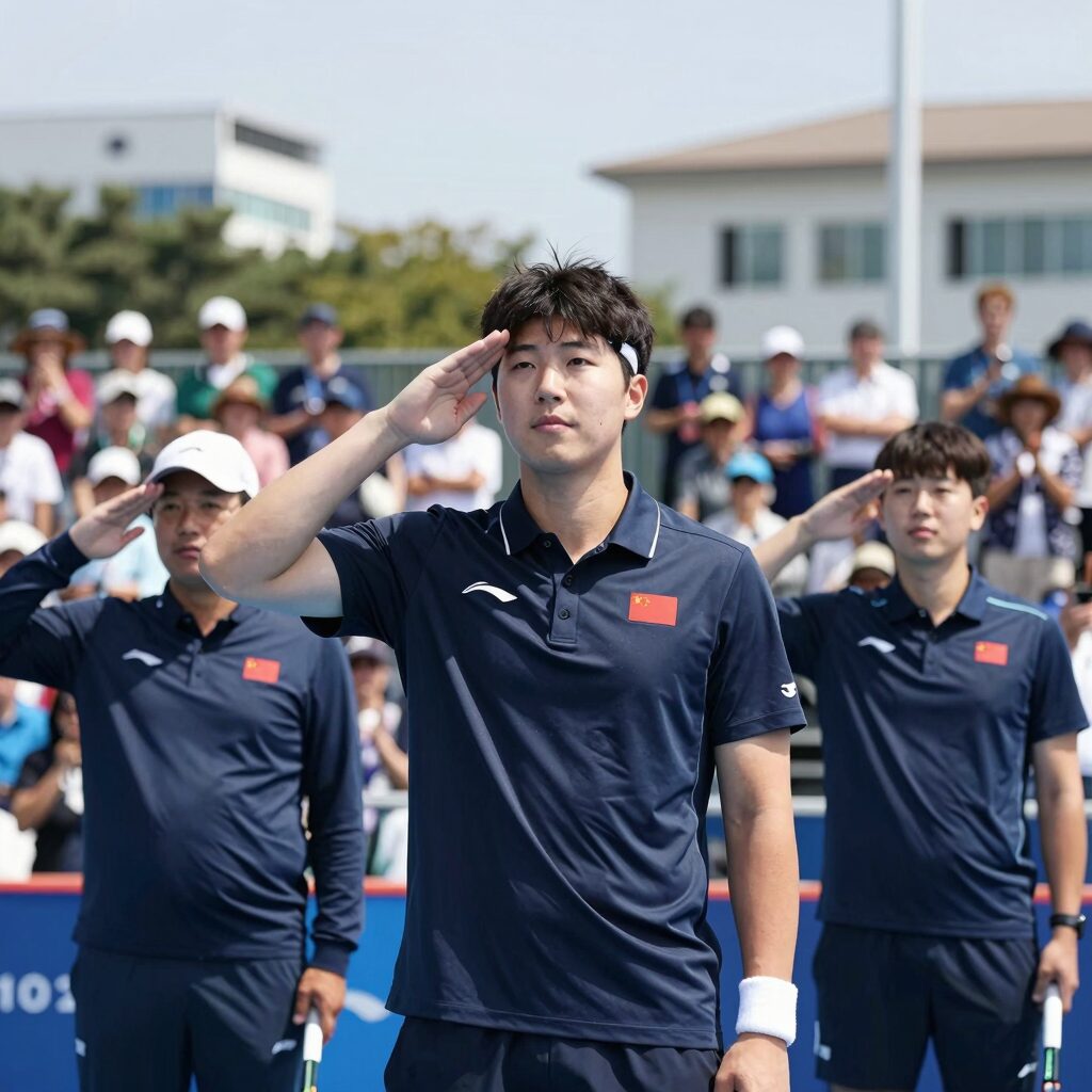 노박 조코비치가 호주오픈 100승을 달성한 후 관중에게 인사하는 모습