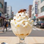 미슐랭2스타 에빗 개미요리 위반 에빗 레스토랑의 개미 디저트 사진, 식혜 소르베 위에 건조 개미가 올려져 있음