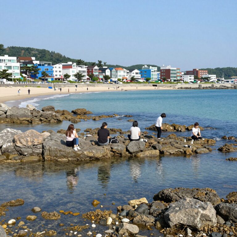 캐리비안베이 웨이브빌리지에서 바라본 파도풀과 유수풀 전경