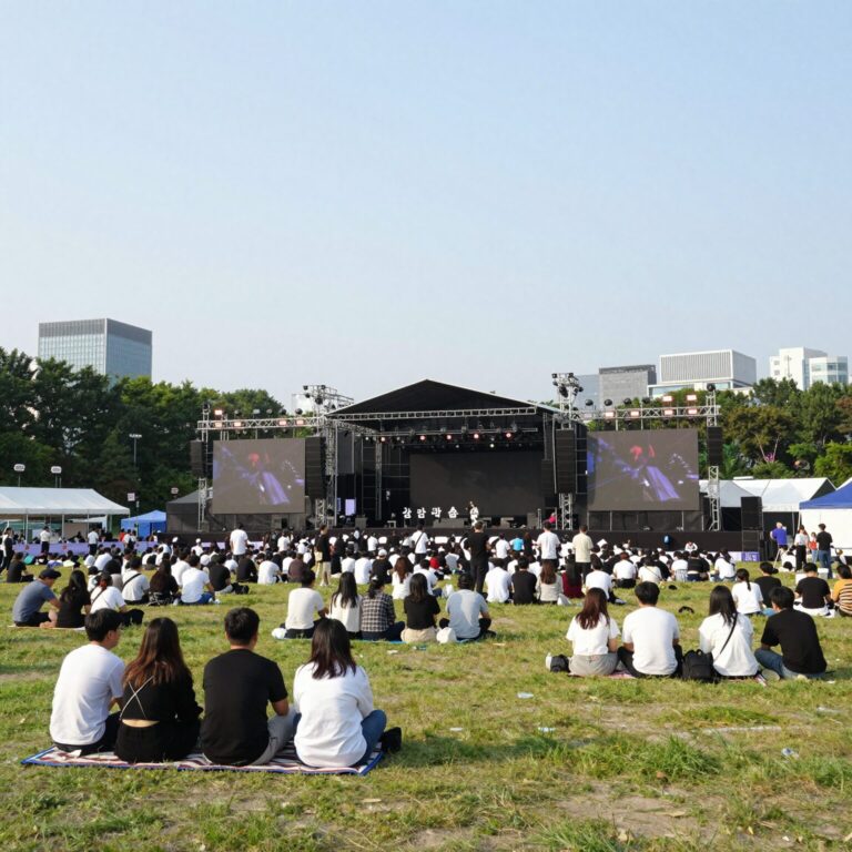2026 강남 피크닉 콘서트 현장의 넓은 피크닉 존과 무대 전경