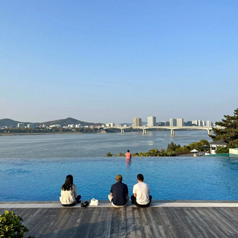가평 인피니티 풀빌라에서 바라본 북한강 리버뷰 전경