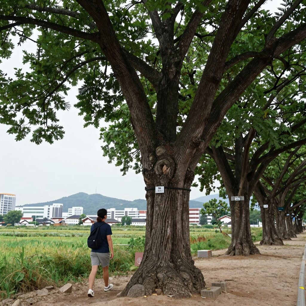 금강소나무숲길 트래킹 중 만난 오백년송과 가족