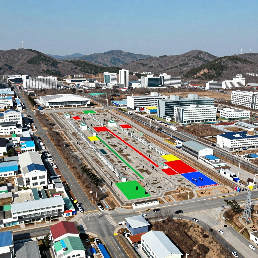 광주 군공항 반도체 산단 예상 부지 위치 지도와 팹 배치 개념도