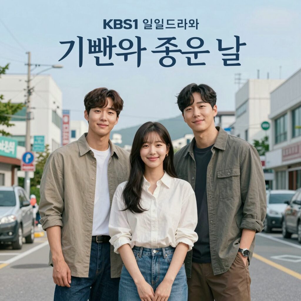 KBS1 일일드라마 기쁜 우리 좋은 날 주요 등장인물이 함께 찍은 포스터, 윤종훈 엄현경 정윤 윤다영이 앞줄에 서 있다