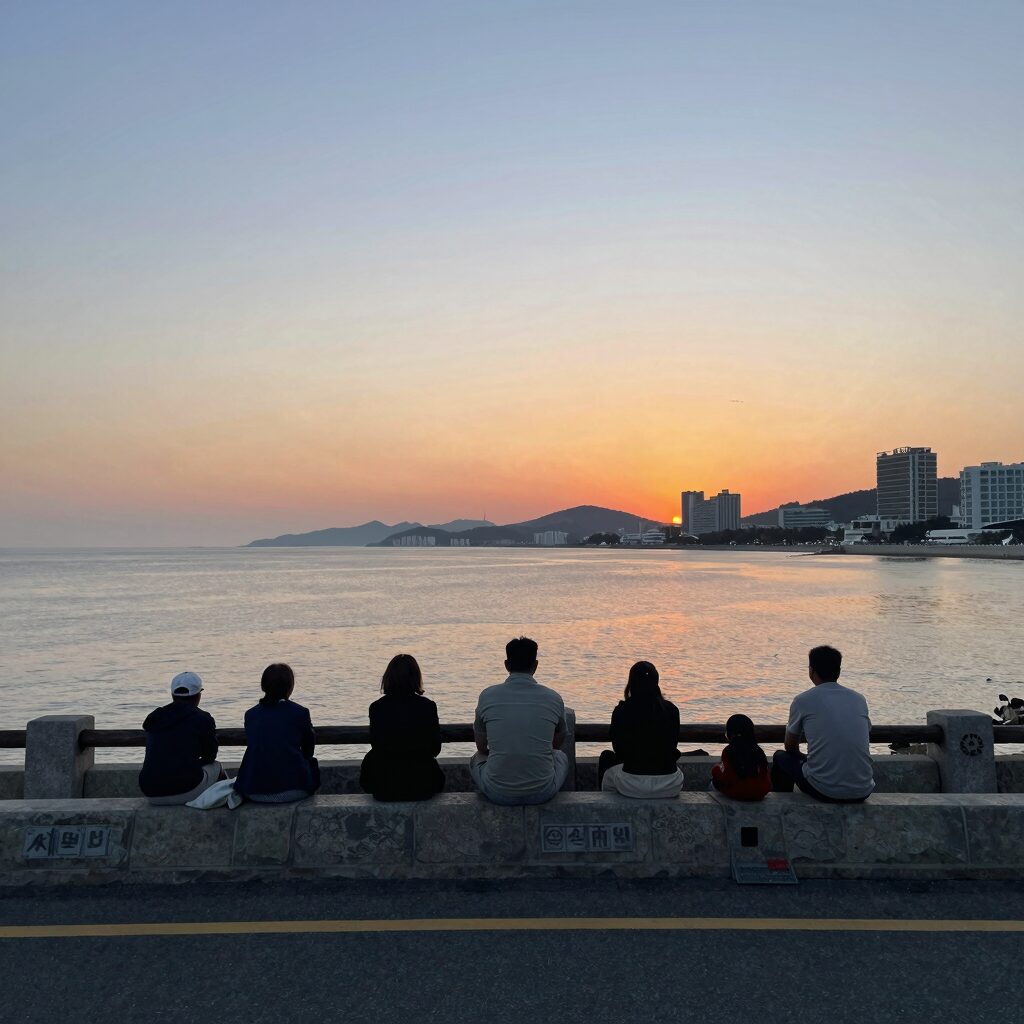 화진포 콘도 별관 방갈로에서 바라본 오션뷰와 일몰