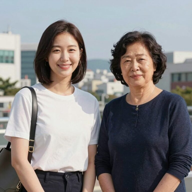 황신혜와 어머니가 함께 있는 사진 동안 미모 패션