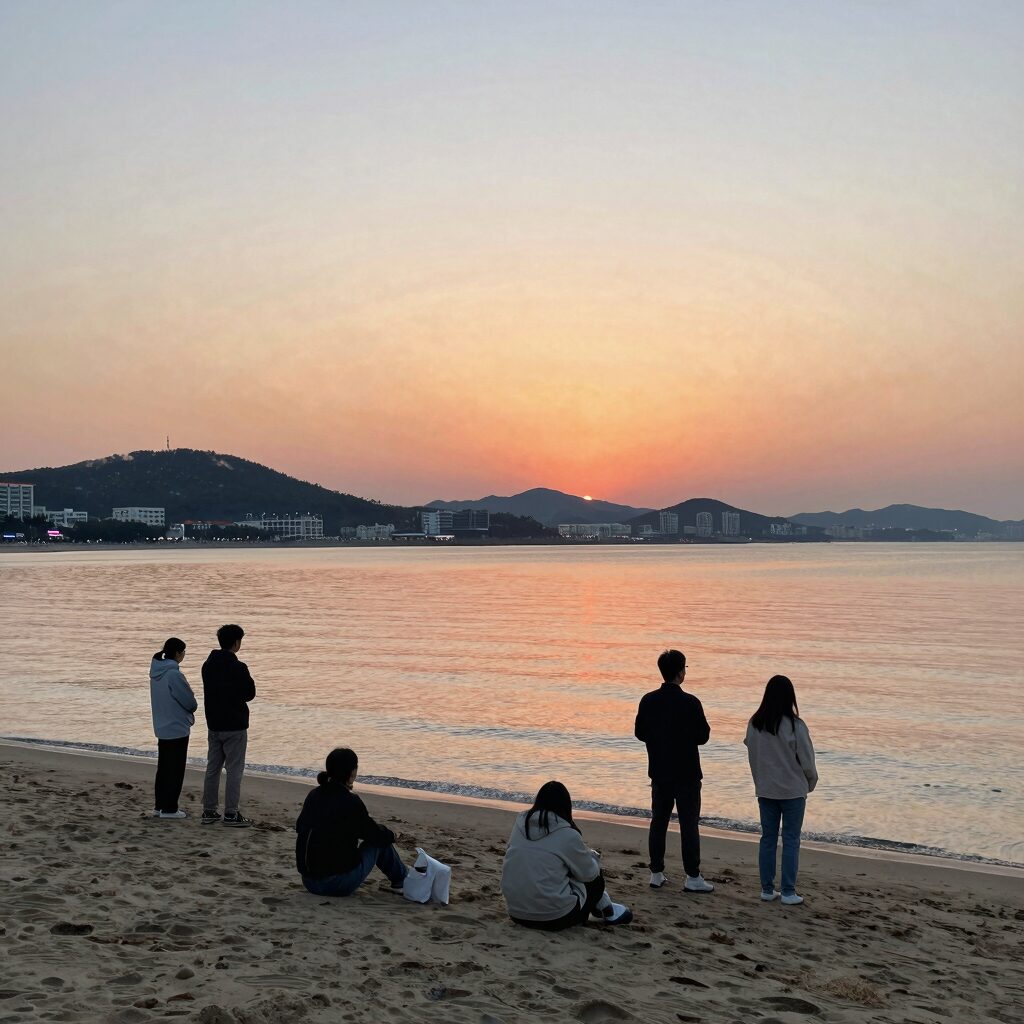 이호테우 해수욕장의 일몰 모습