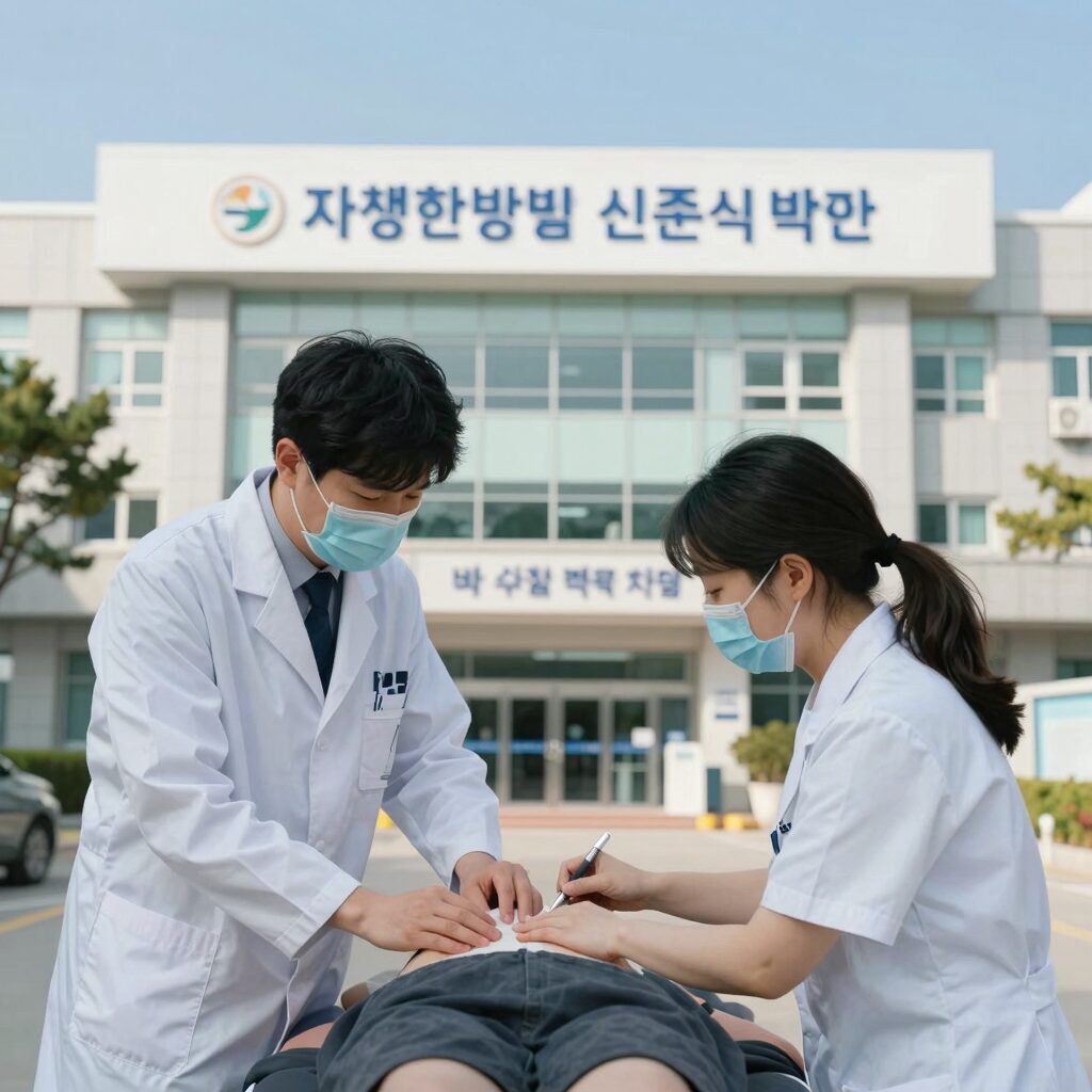 자생한방병원 신준식 박사와 병원 전경, 비수술 척추 치료의 중심