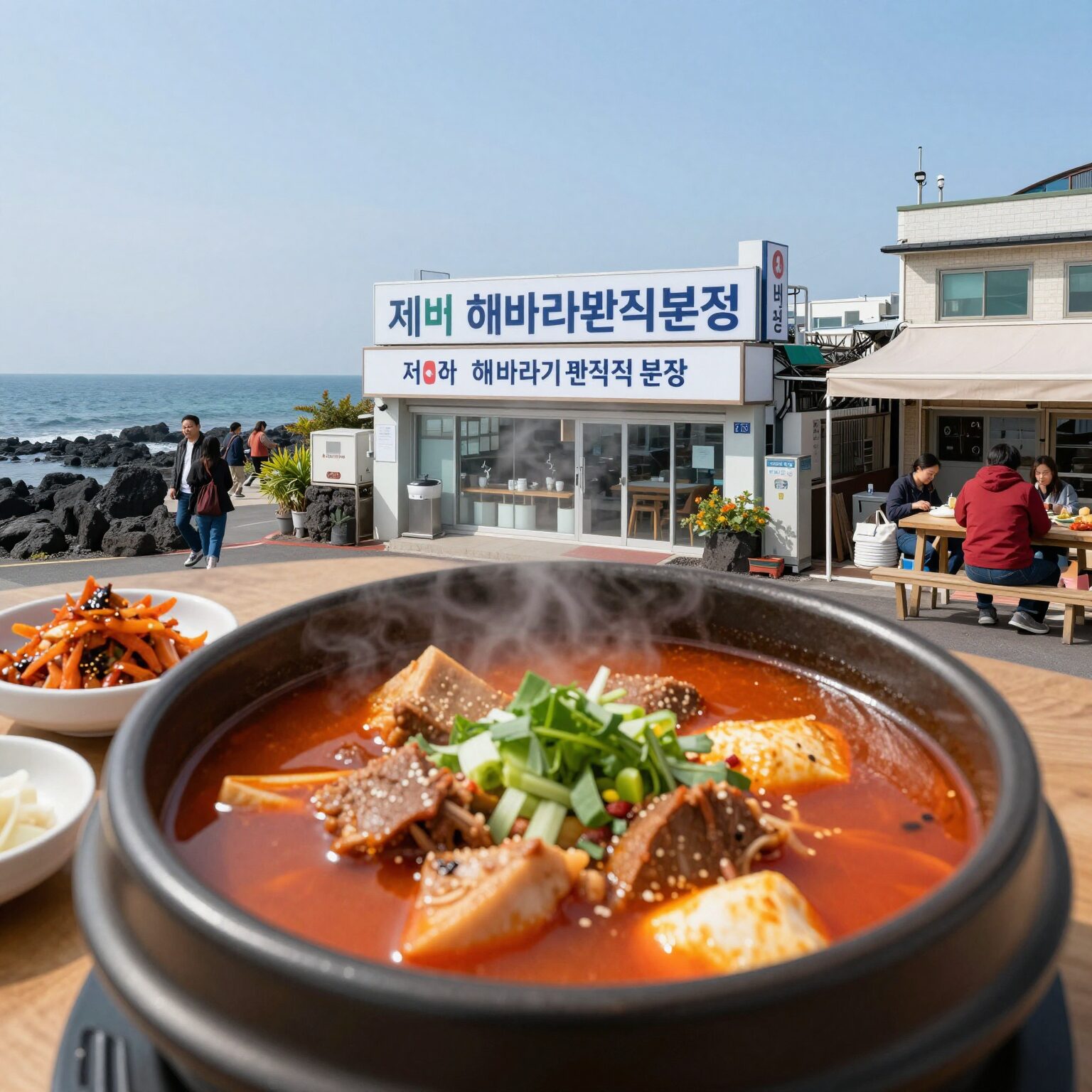제주 해바라기분식 본점 순두부찌개와 반찬