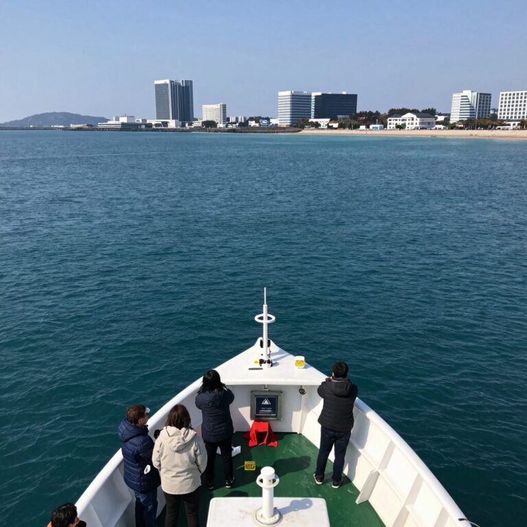 제주도 호핑투어 보트 위에서 바라본 푸른 바다 풍경