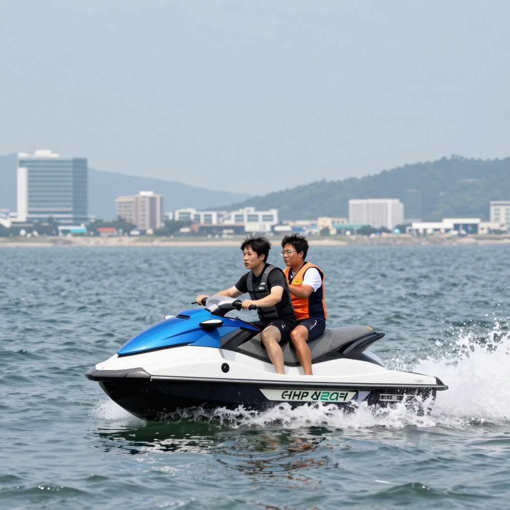 제트스키 바다 위 주행 모습