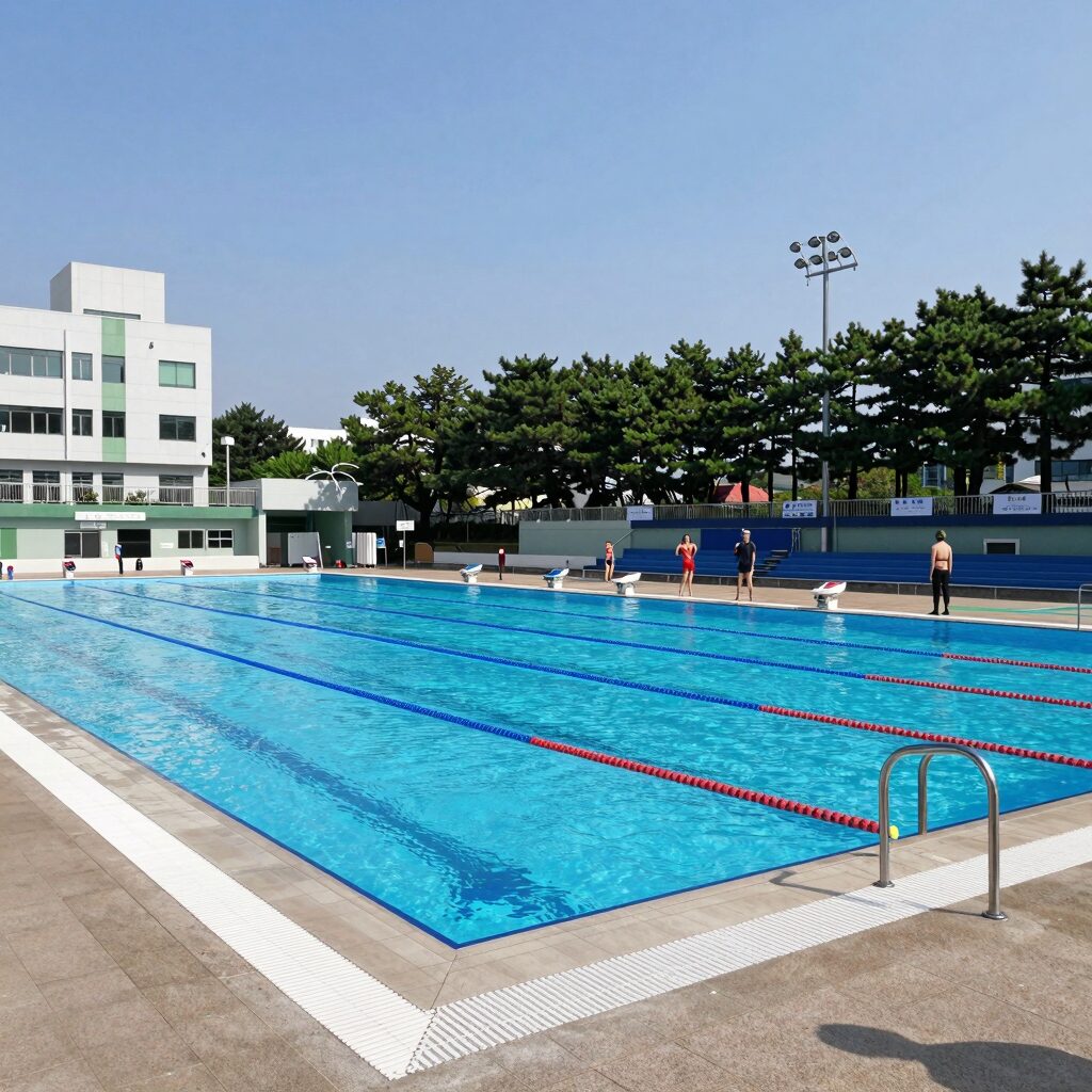 중원대학교 워터피아 야외수영장 전경