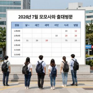 2026년 7월 모의고사 시간표와 출제범위
