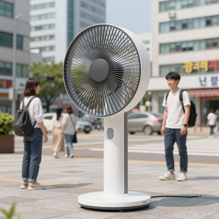 카카오프렌즈 춘식이 선풍기 회전 기능 사용 모습