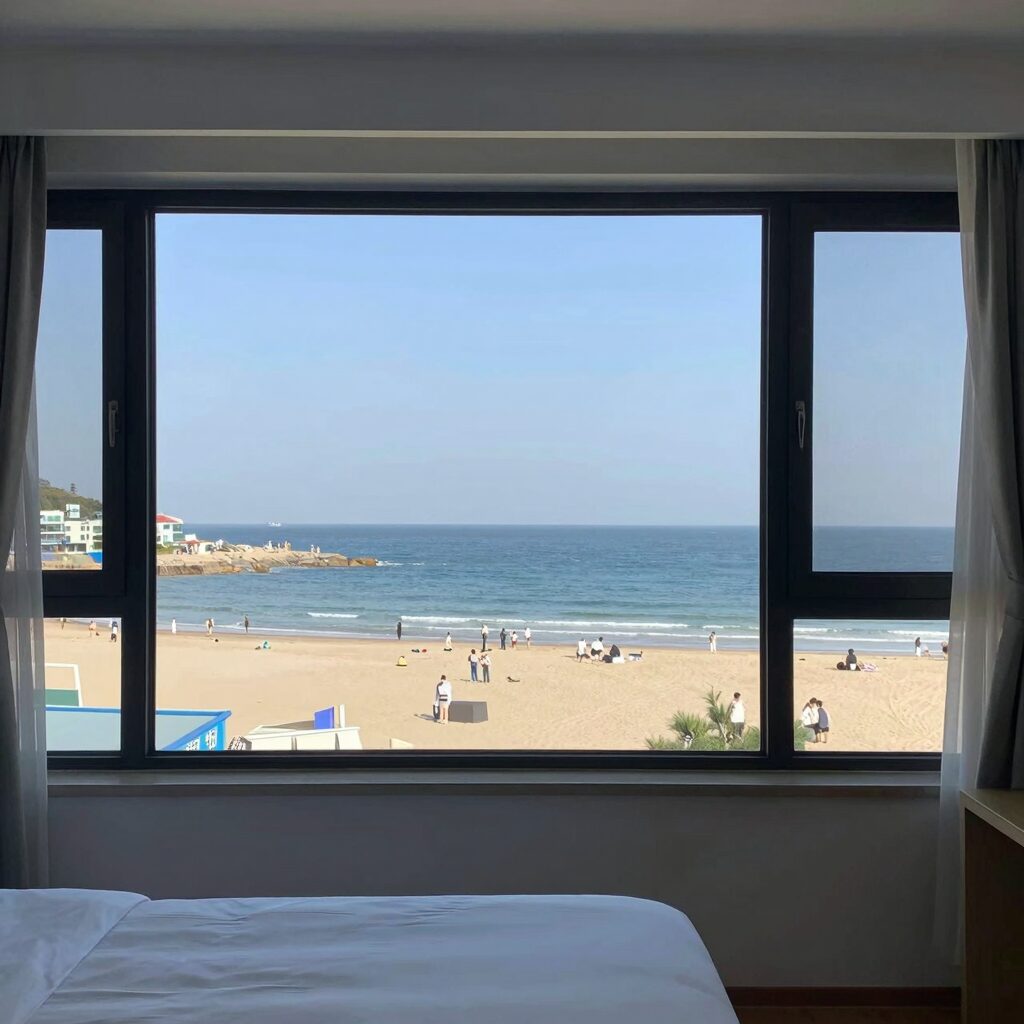 왕산 해수욕장 펜션 엘림비치 킹스테이 객실에서 바라본 오션뷰