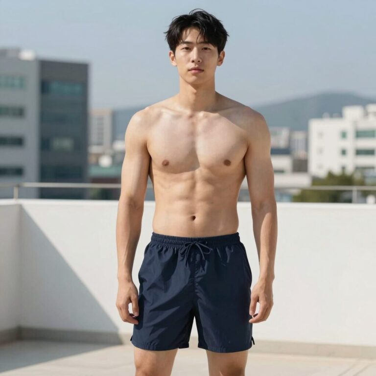 남자 워터레깅스 일체형 팬츠 여름 물놀이 착용 모습