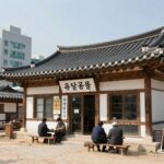 목포 유달콩물 솔직 방문기 목포 유달콩물 본점 외관과 콩국수 그릇