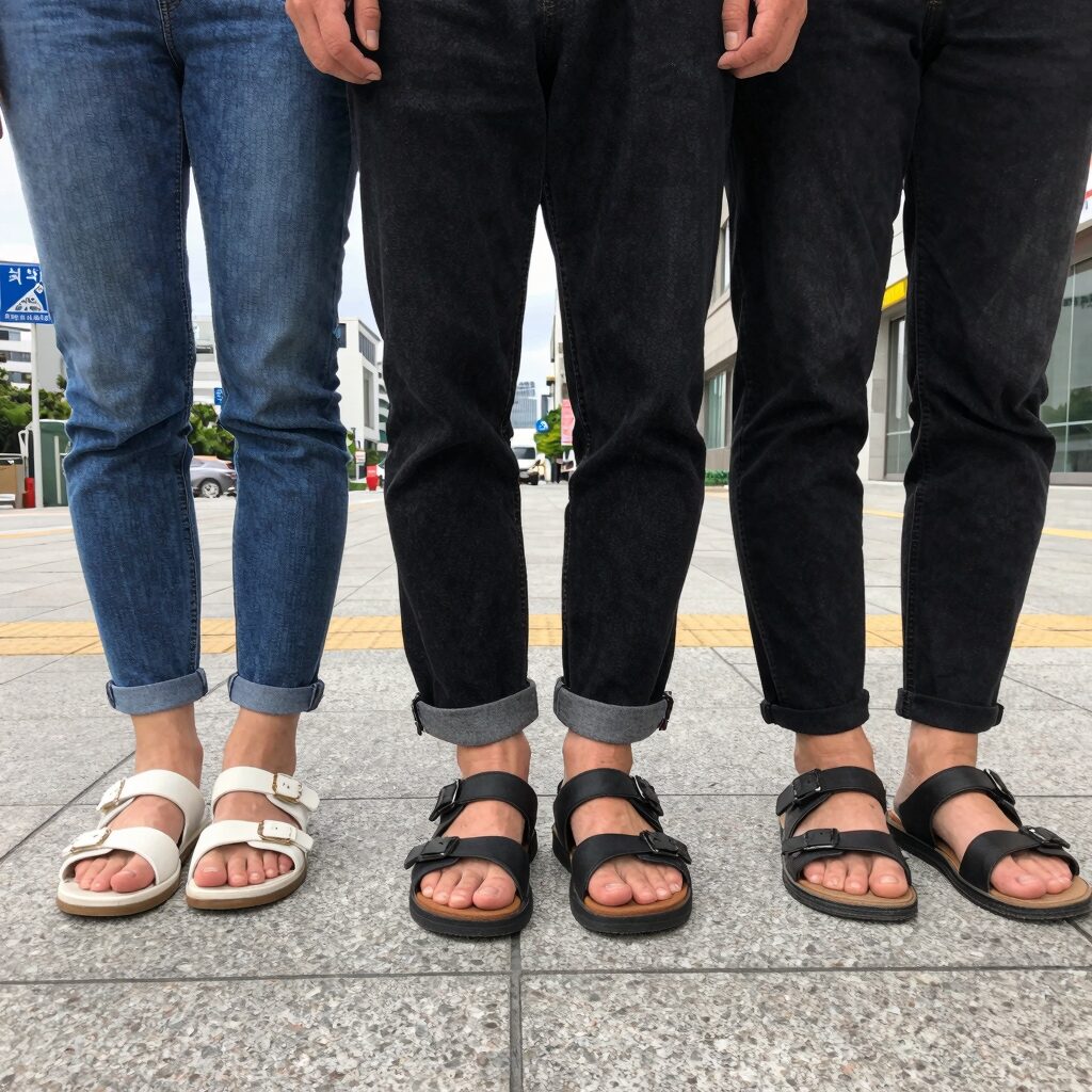 몽벨 삭온 샌들 다양한 컬러 착용샷