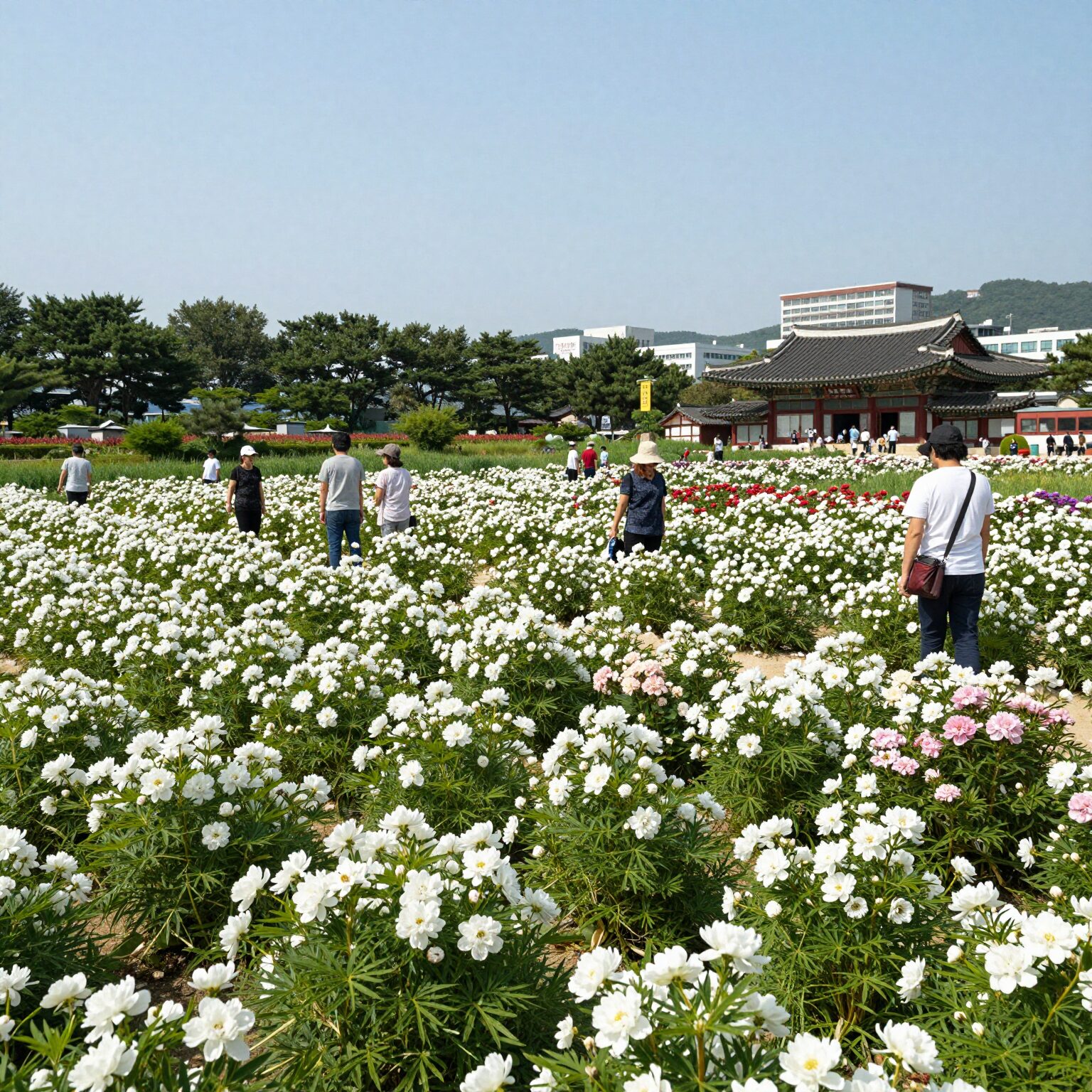 무안 회산백련지 백련 꽃밭 전경