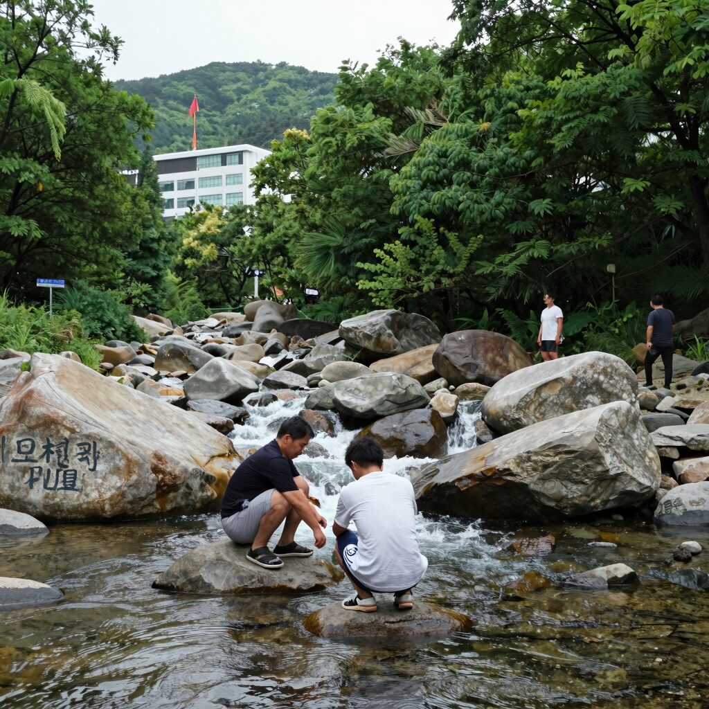 무주 계곡 시원한 물과 주변 숲