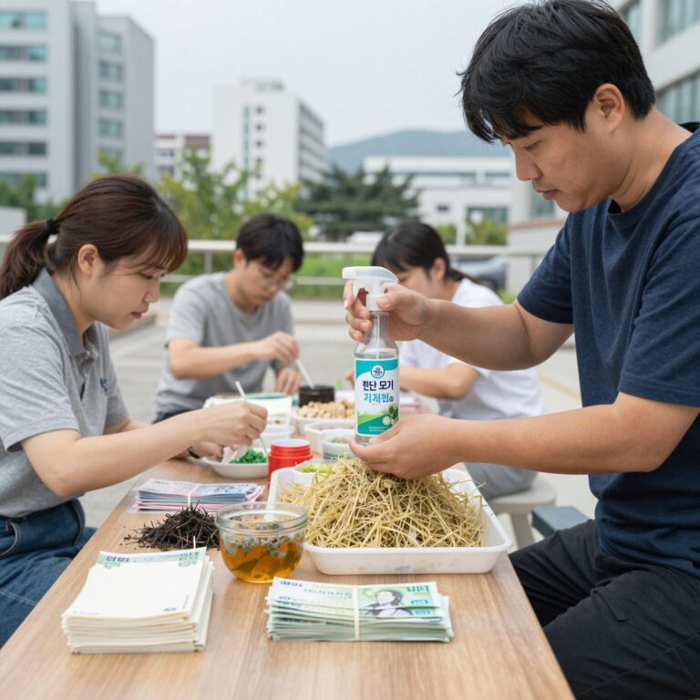 천연 모기기피제 만들기 재료와 완성된 스프레이