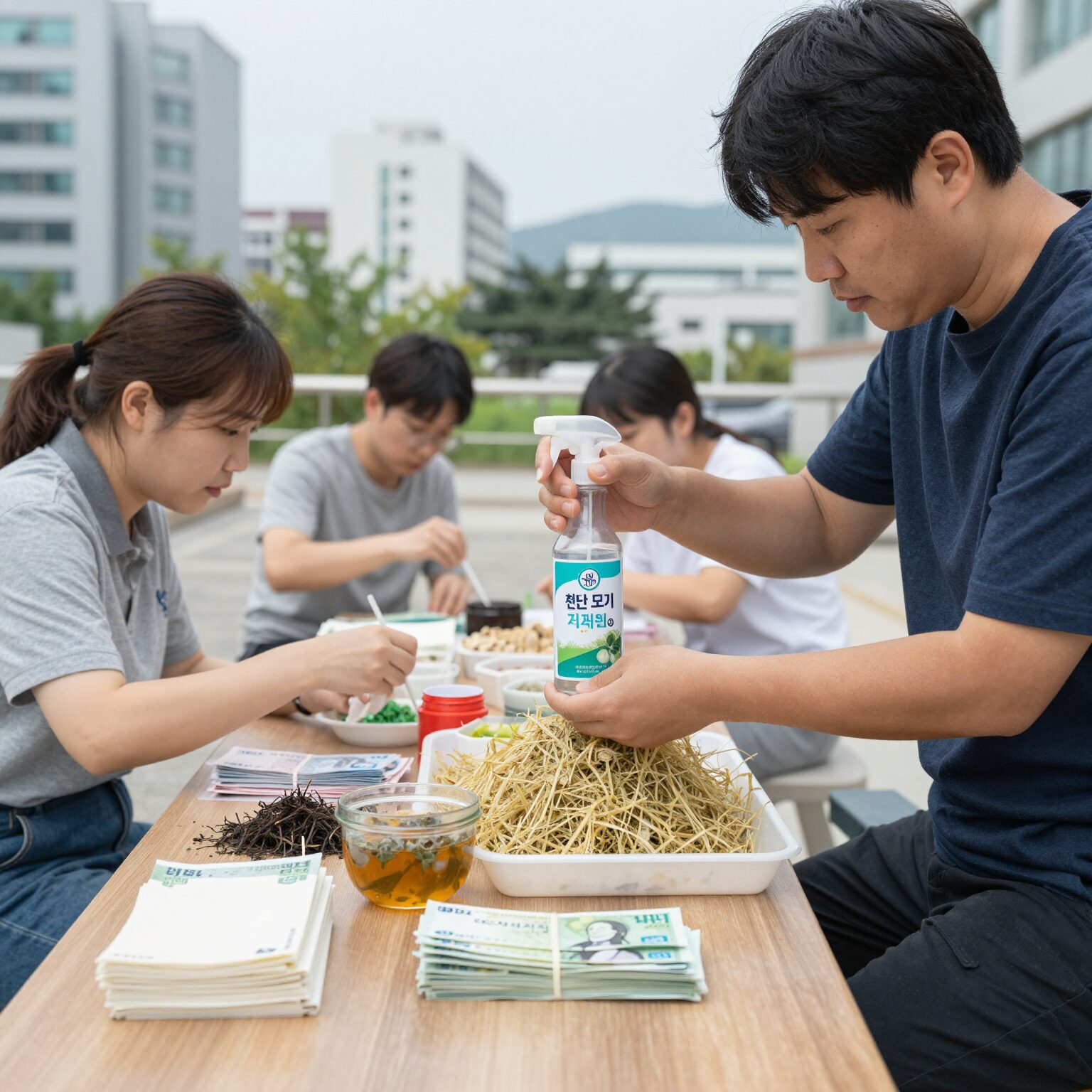 천연 모기기피제 만들기 재료와 완성된 스프레이
