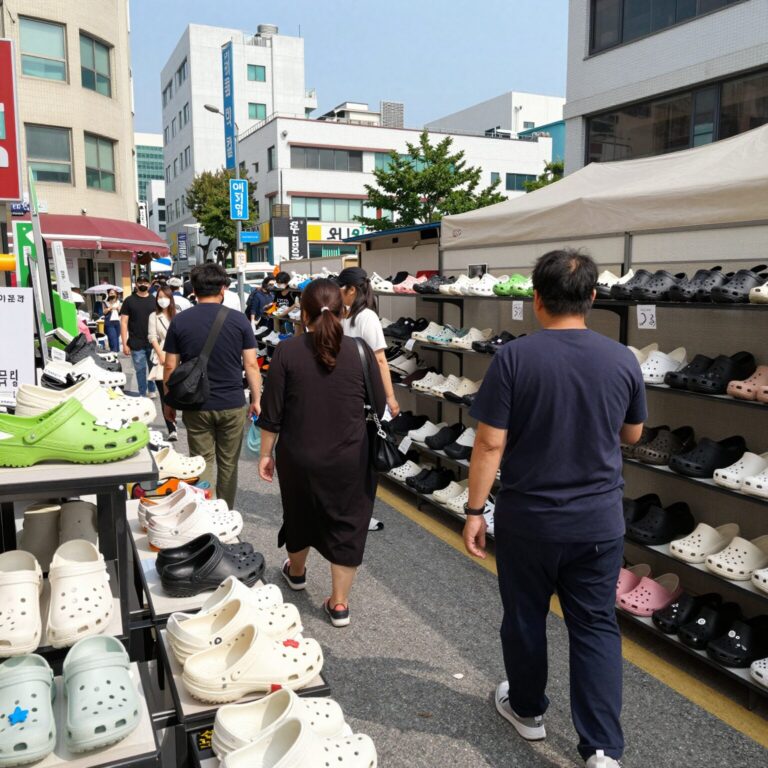 나트랑 담시장에서 판매중인 다양한 크록스와 지비츠