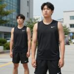 나이키 민소매 래쉬가드 여름 필수템 추천 나이키 민소매 래쉬가드 블랙 착용 모습