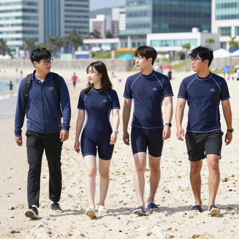 오션월드 복장 규정 아쿠아슈즈와 래시가드를 착용한 방문객