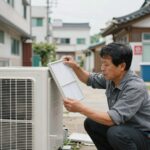 옛날 에어컨 전기세 아끼는 확실한 방법 옛날 에어컨 필터를 청소하는 모습