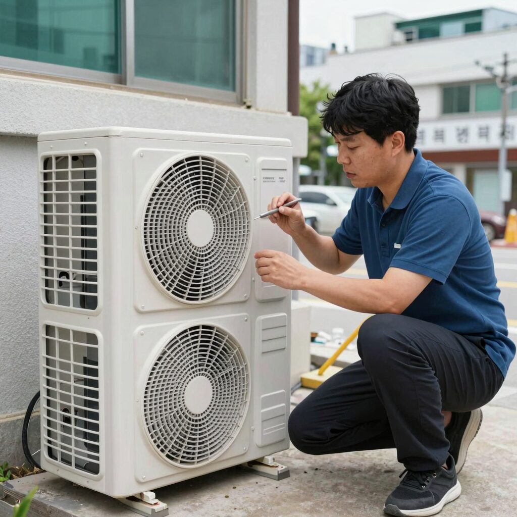에어컨 실외기 소음 원인 확인을 위한 설치 상태 점검