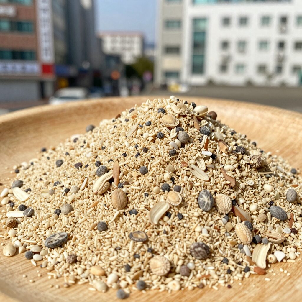 손질한 박과 들깨가루 재료
