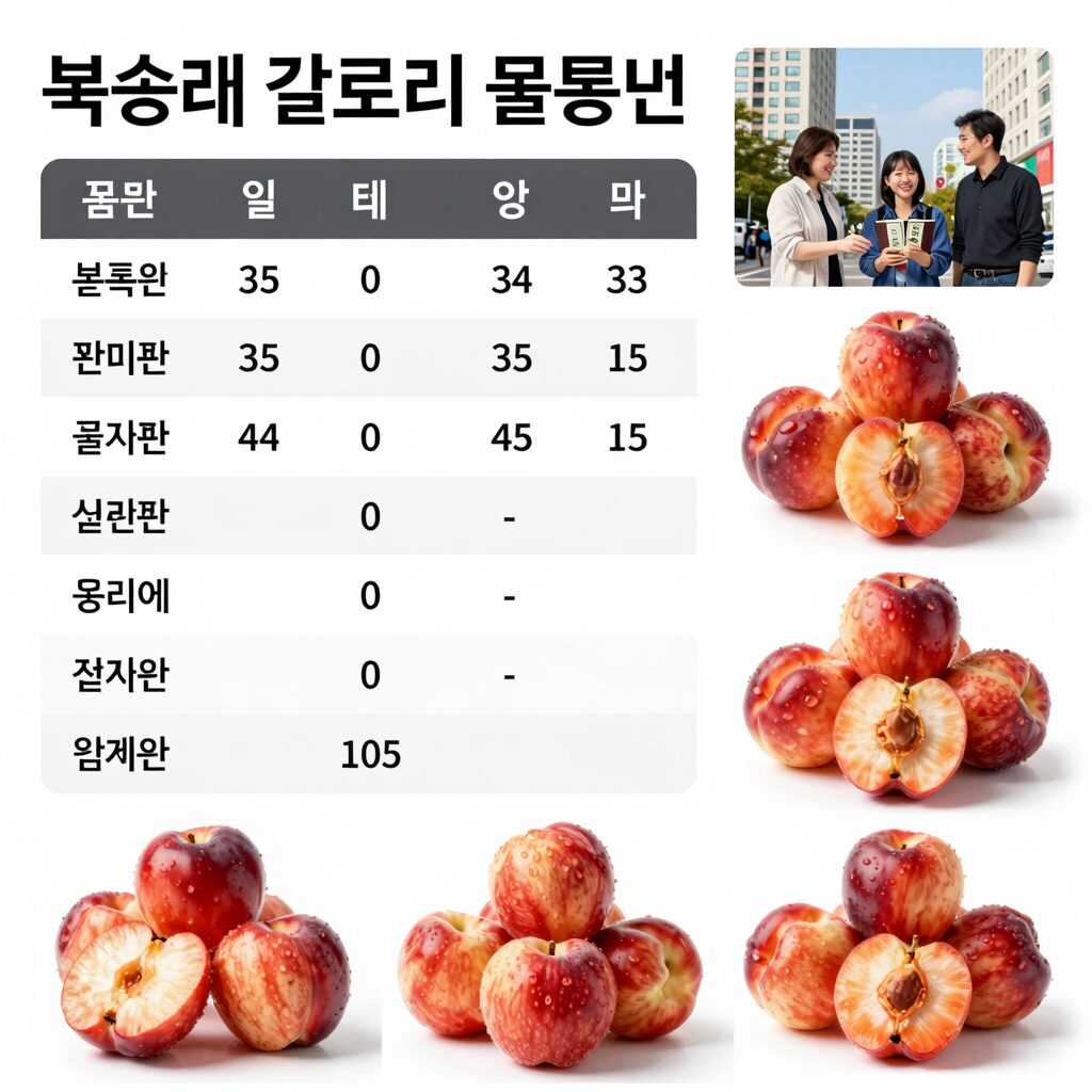 복숭아 칼로리 비교 품종별 열량 표와 다양한 복숭아 사진