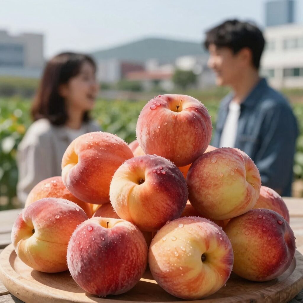 복숭아 변비 해소를 위한 신선한 복숭아 이미지