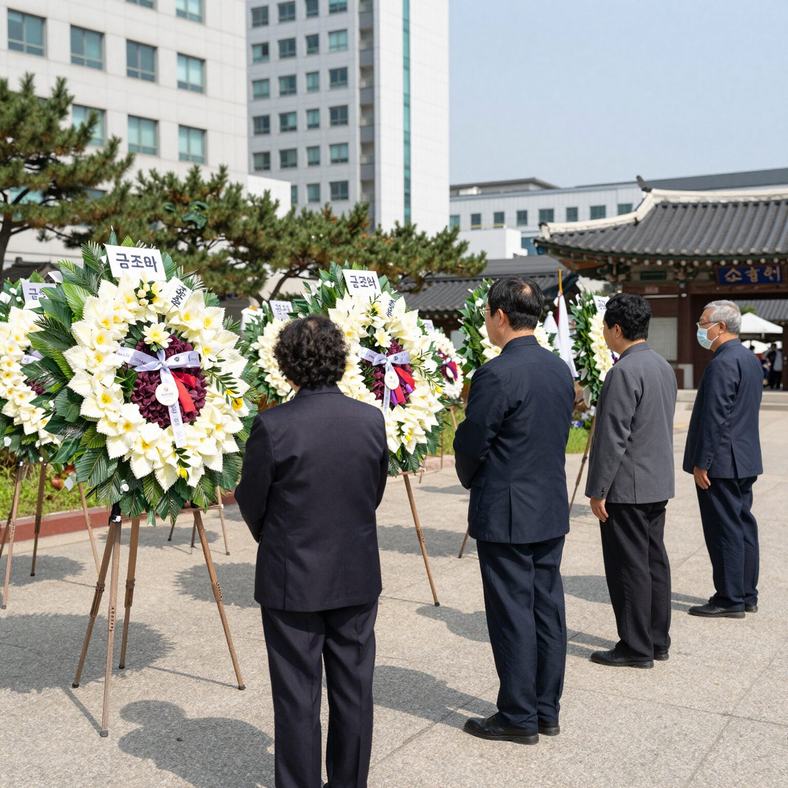근조화환과 함께 정치적 예우를 상징하는 이미지