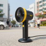 다이소 고속 핸디 선풍기 블랙 주황 제품 사진
