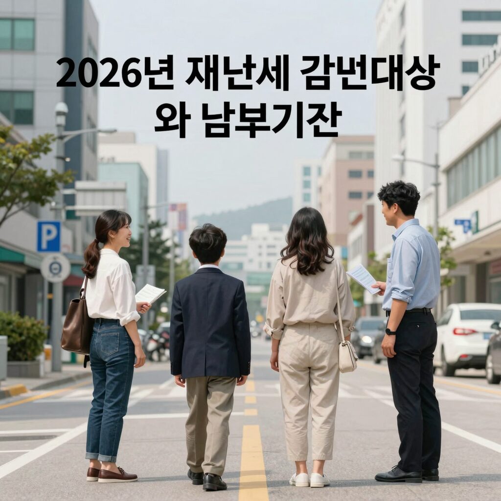 2026년 재산세 감면대상과 납부기간을 설명하는 그래픽 이미지