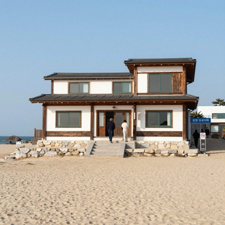 삼척 오소하 게스트하우스 외관과 해변 인접성