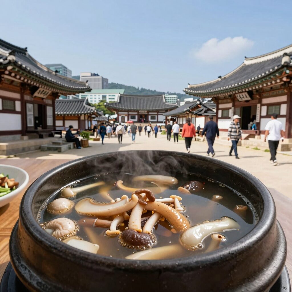정왕동 채담정 삼계탕 상황버섯 국물 사진