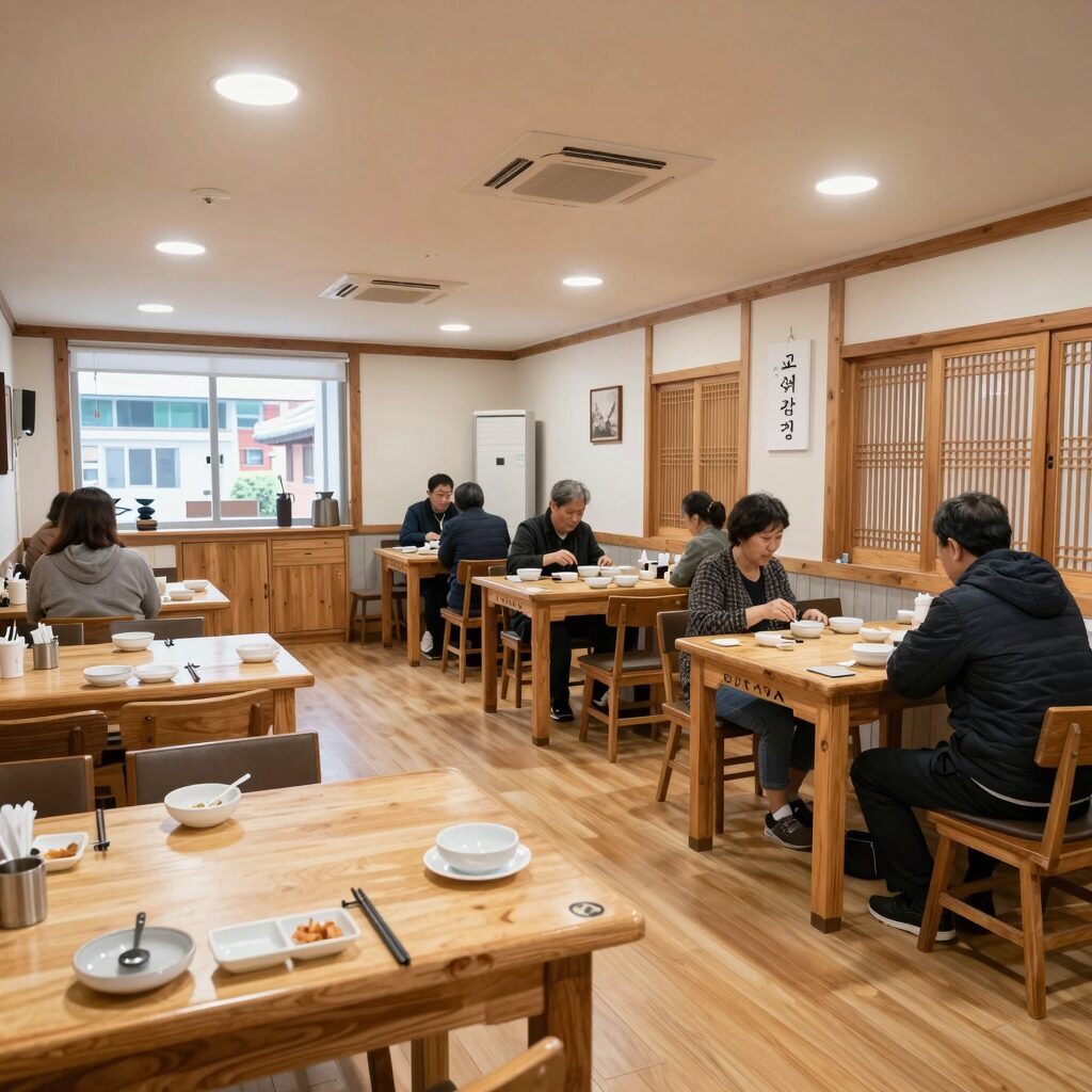 목포 고려삼계탕 내부 전경 넓은 홀과 정리된 테이블
