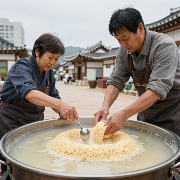 찹쌀 불리는 모습 삼계탕 준비