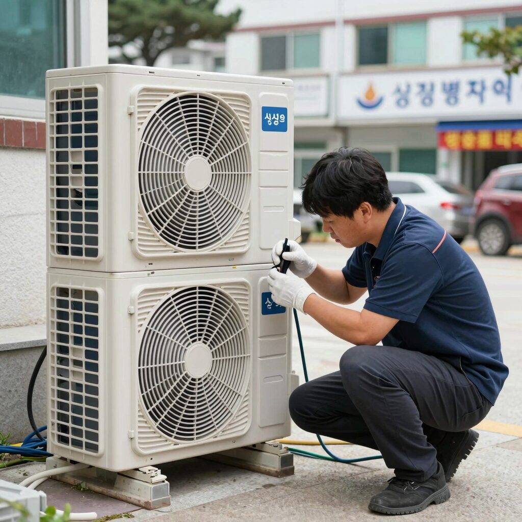 삼성 에어컨 실외기 냉매 충전 작업