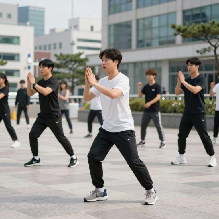 셔플댄스 기초 러닝맨 스텝 연습 장면 발동작 중심 잡기