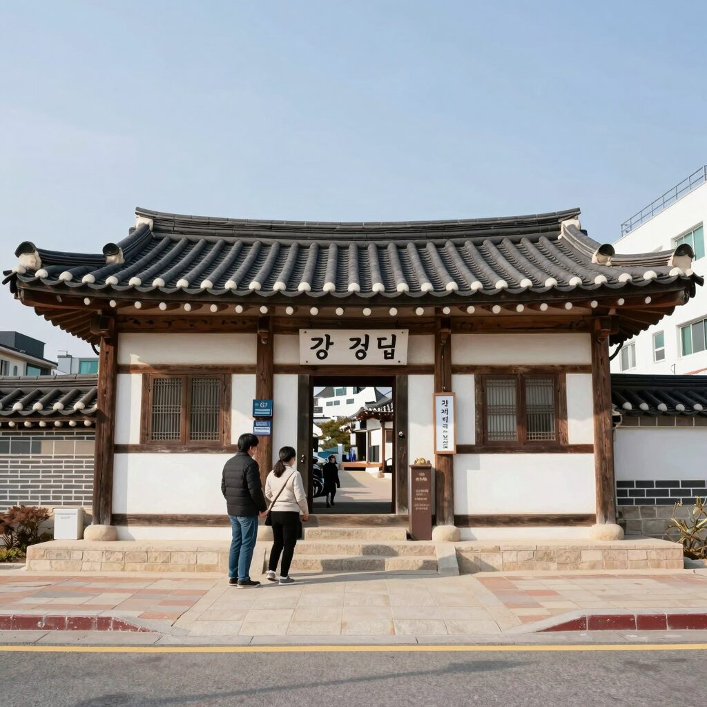 강릉경포 솔게스트하우스 외관과 입구 전경, 깔끔한 모습