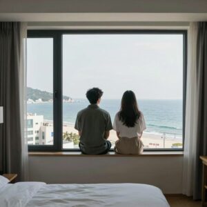 송정 폴마레펜션 객실에서 바라본 오션뷰 전경